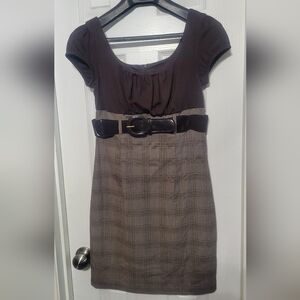 Byer California Dark Brown Plaid Dress with Zipper Back Size 7